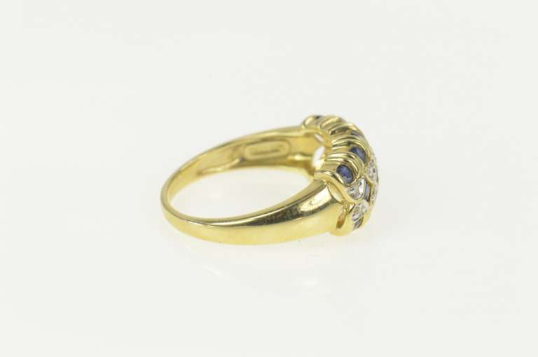 14K Yellow Gold Ornate Sapphire Diamond Statement Band Ring