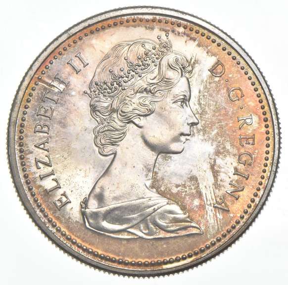 1973 Canada 1 Dollar Rainbow toned