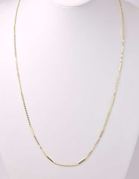 Beautiful Bar and Link Necklace in 14K Yellow Gold