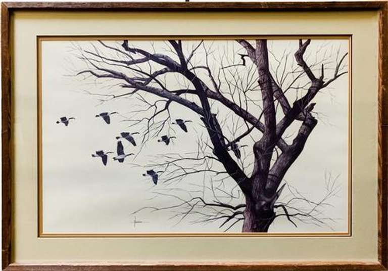 Hansen Original Watercolor Geese Wildlife