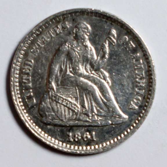 1861 O / 0 Seated Half Dime