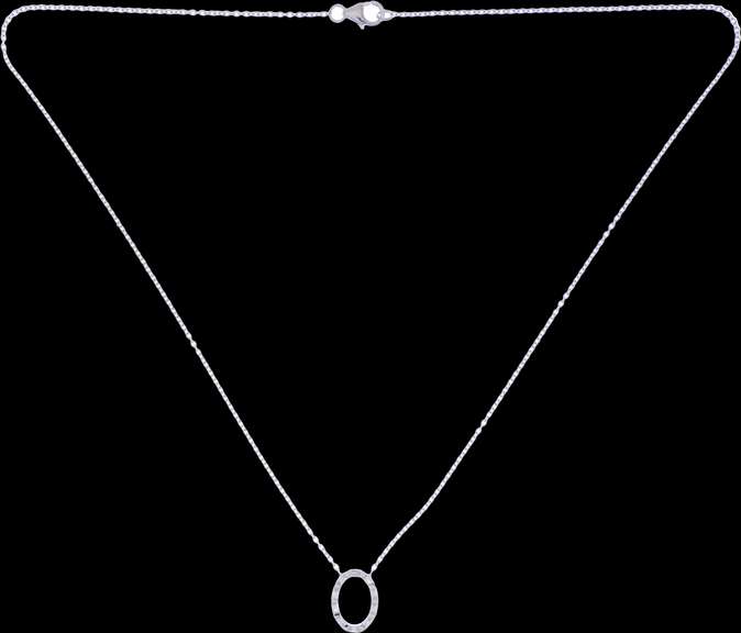 Sophisticated 18kt White Gold Necklace With Oval Diamond Pendant