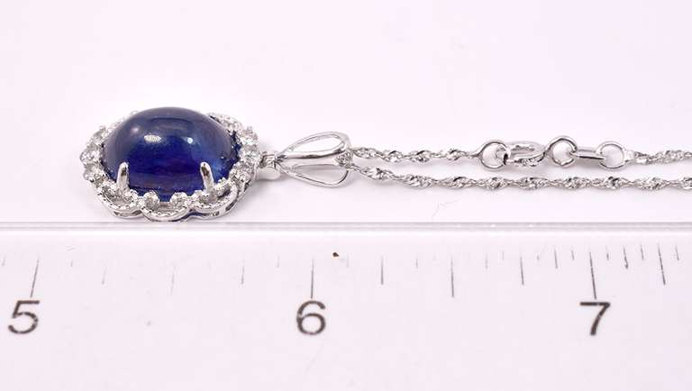 Incredible 9.53CTS Sapphire and 0.28CTW Diamond Pendant Necklace in Sterling Silver