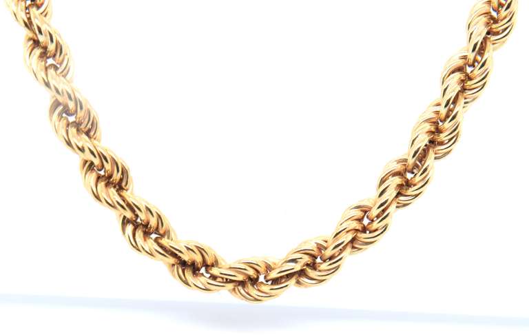 Elegant Yellow Gold Rope Chain Necklace