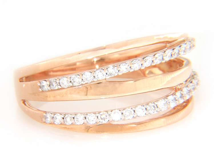 Lovely Rose Gold Diamond Multi Row Band