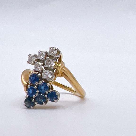 14kt Gold, Blue Sapphire, & Diamond Ring
