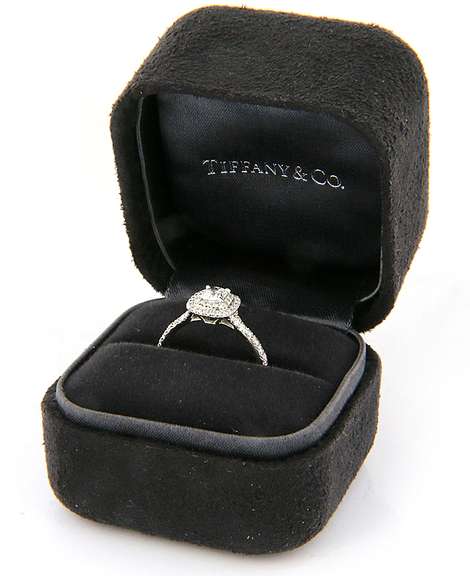 Tiffany & Co Cushion Diamond Solesto Double Frame Engagement Ring