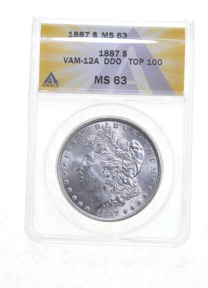 MS63 1887 Morgan Silver Dollar - VAM-12A DDO - Top 100 - Graded ANACS