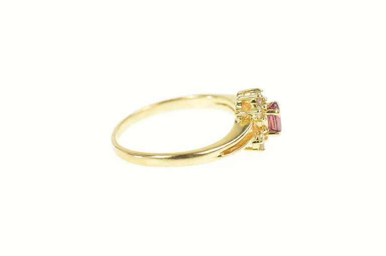 10K Yellow Gold Oval Natural Ruby Diamond Halo Engagement Ring