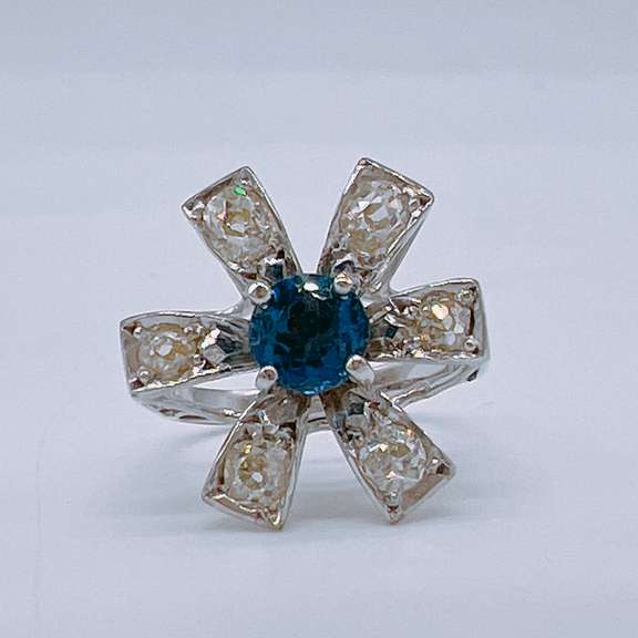 14kt Gold, Blue Sapphire, & Diamond Ring