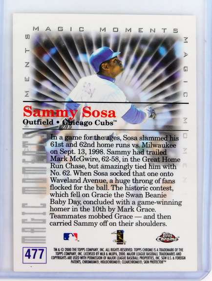 Sammy Sosa 2000 Topps Chrome Baseball Card