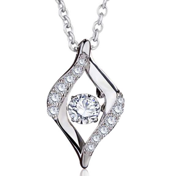 Dancing Stone Move Your Eye 925 silver Necklace