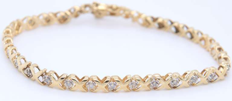 Fantastic Yellow Gold Diamond X Bracelet