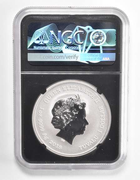 MS70 2018 Tuvalu Silver Dollar - Black Panther - Graded NGC