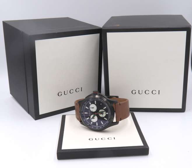 Gucci G Timeless Leather Chronograph 44mm Quartz Watch