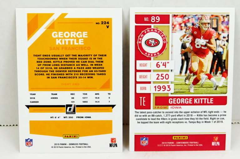 2 George Kittle 2019 Panini Football Cards
