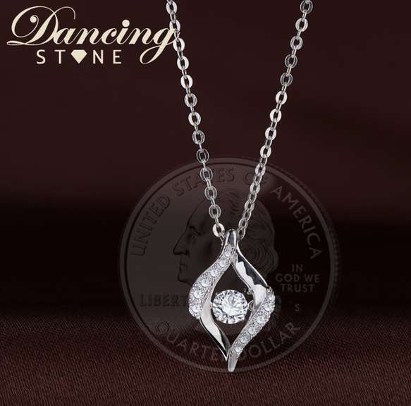 Dancing Stone Move Your Eye 925 silver Necklace