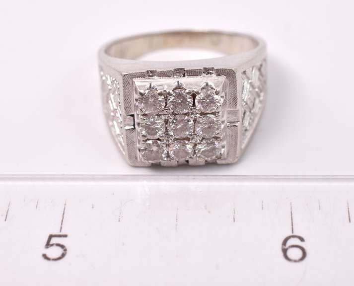 Incredible Men's Approx. 0.90CTW Diamond Ring in 14K White Gold