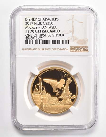 PF70 UCAM 2017 Niue $250 - Mickey - Fantasia - 1 Of First 50 Struck - Graded NGC