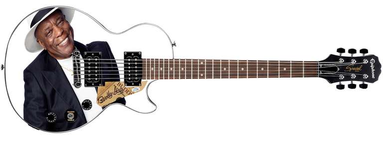 Buddy Guy Autographed Gibson Epiphone Les Paul Photo Graphics Guitar ACOA