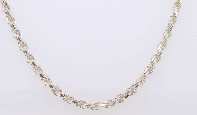 Italian Sterling Silver Rope Chain Necklace