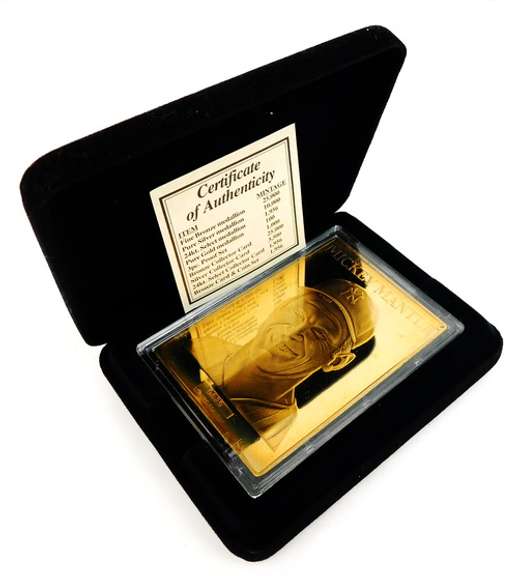 Mickey Mantle Solid Bronze Baseball Card Plaque w/COA