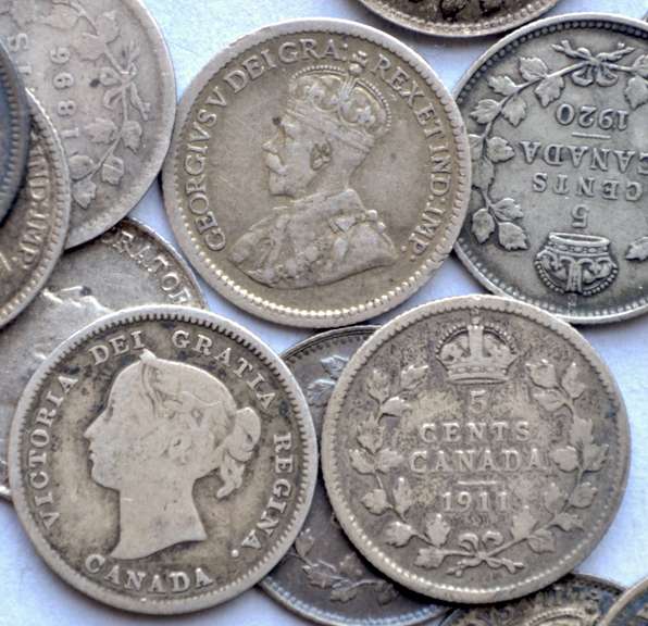 19 Canadian Silver Nickels 1872-1920