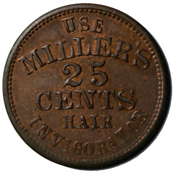 Millers 50 Cent Hair Dye  NY City Civil War Store Card.