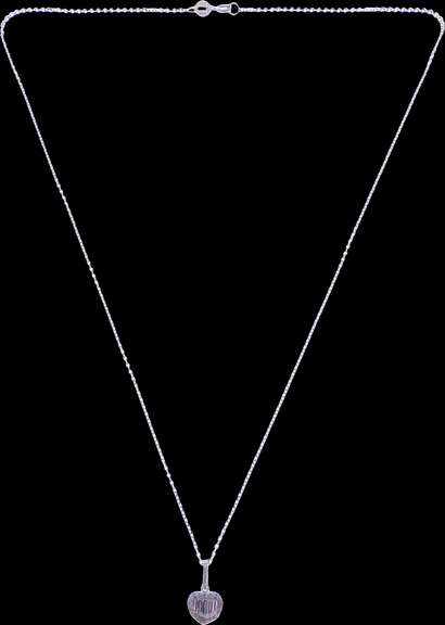 Charming 18kt White Gold Necklace With Heart Shaped Diamond Pendant