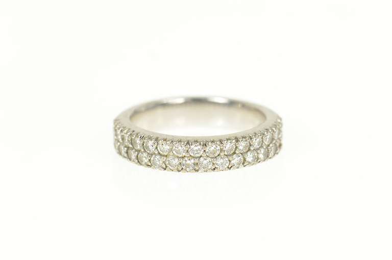 18K White Gold 0.90 Ctw Pave Tiered Diamond Wedding Band Ring