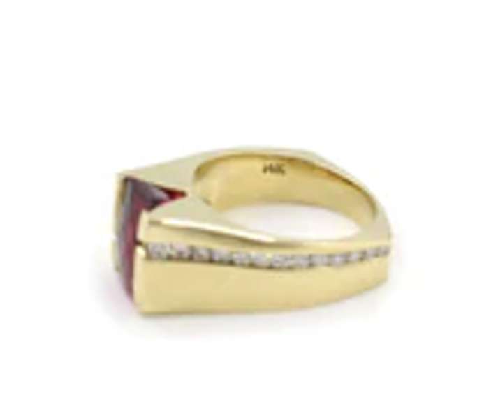 Attractive Rubellite Tourmaline and Diamond Ring