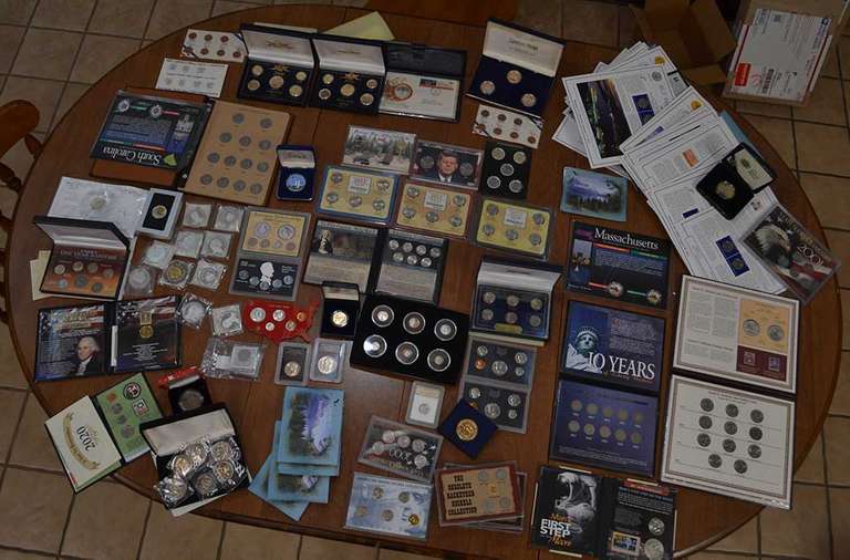 Lot Of Collectible Coins And Displays.