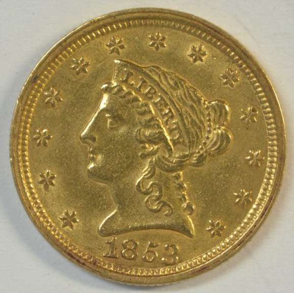 Needle-sharp 1853 US $2.50 Liberty Gold Piece