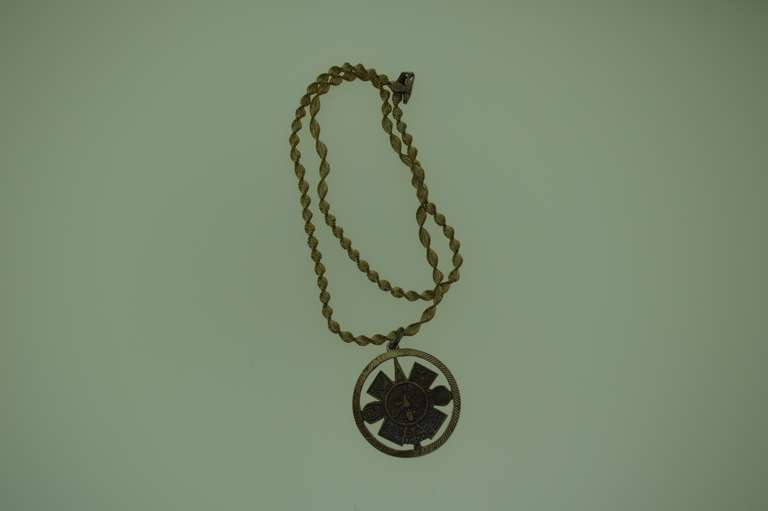 Mexico Sterling Silver Mayan Sun God Pendant With Italian Rope Chain