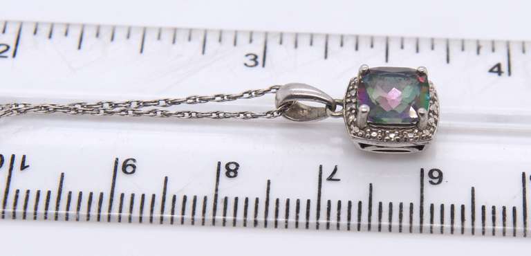 Vintage Sterling Silver Mystic Topaz Pendant on Chain