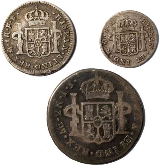 3 Spanish Colonial Coins 1780-1801