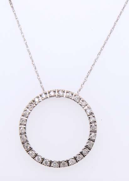 Sparkling White Gold Diamond Eternity open Circle Necklace