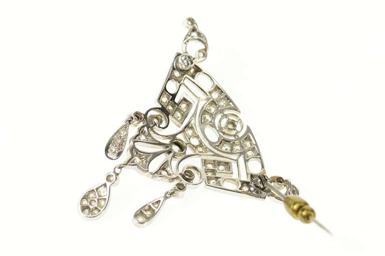Platinum 1.03 Ct Art Deco Diamond Ornate Filigree Pendant/Pin