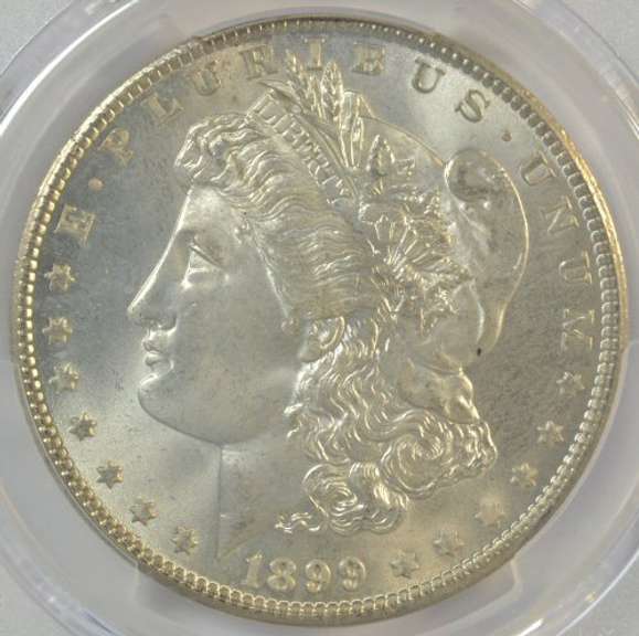 Spectacular GEM+ BU 1899-O Morgan Silver Dollar. PCGS MS65