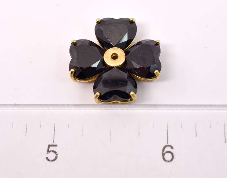 Onyx Flower Pendant, 14KT