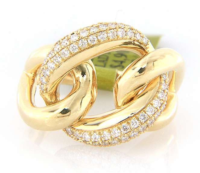 Brand new Yellow Gold Pave Diamond open Link Style Ring