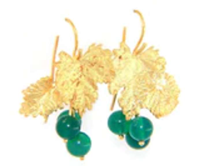 Majestic 18kt Green Onyx Maple Leaf Dangle Earrings