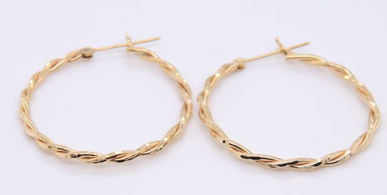 Popular Yellow Gold Twisted Hoop Earrings