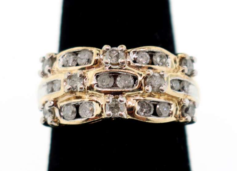 Paired Diamond Set Ring with 10k Gold