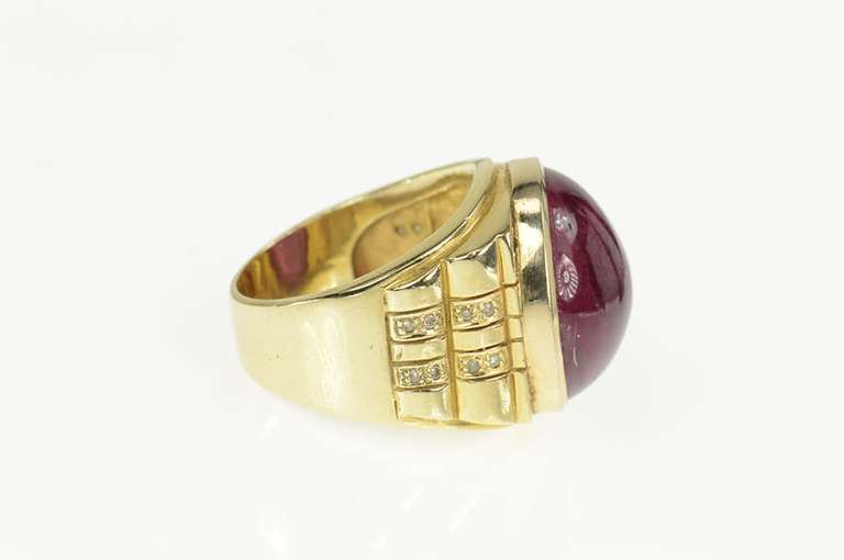 14K Yellow Gold 26.20 Ctw Tourmaline Diamond Statement Ring