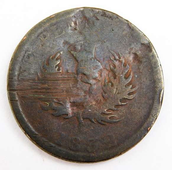 Rare 1832 Nova Scotia 1/2 Penny Token