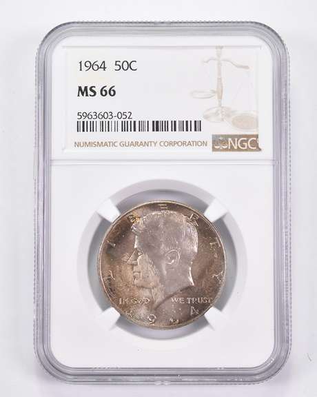 MS66 1964 Kennedy Half Dollar - Graded NGC Toned