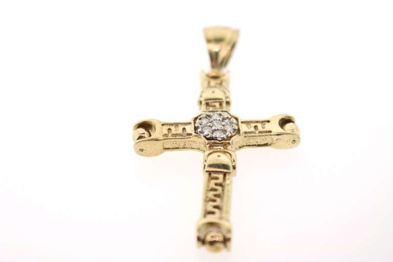 Perfect 10k Gold Cross Pendant with Diamond Core