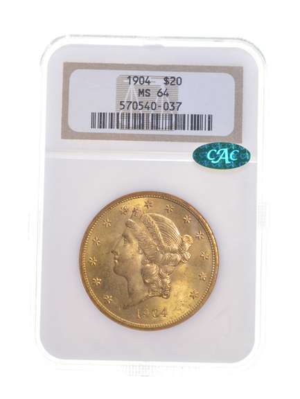 MS64 1904 $20 Liberty Head Gold Double Eagle - CAC - Graded NGC