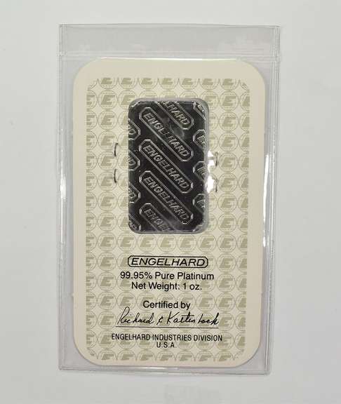 Engelhard 1 Ounce .999 Fine Platinum Bar - COA